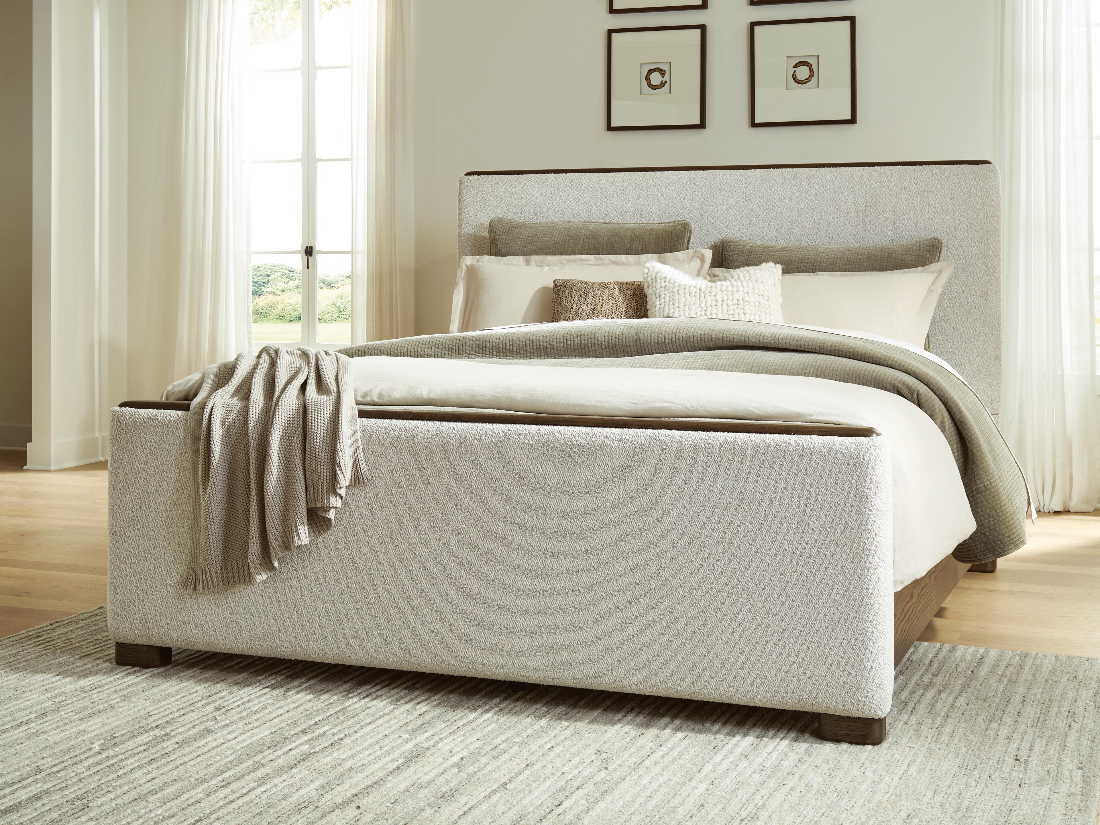 Darimore Queen Upholstered Panel Bed, Burnished Brown