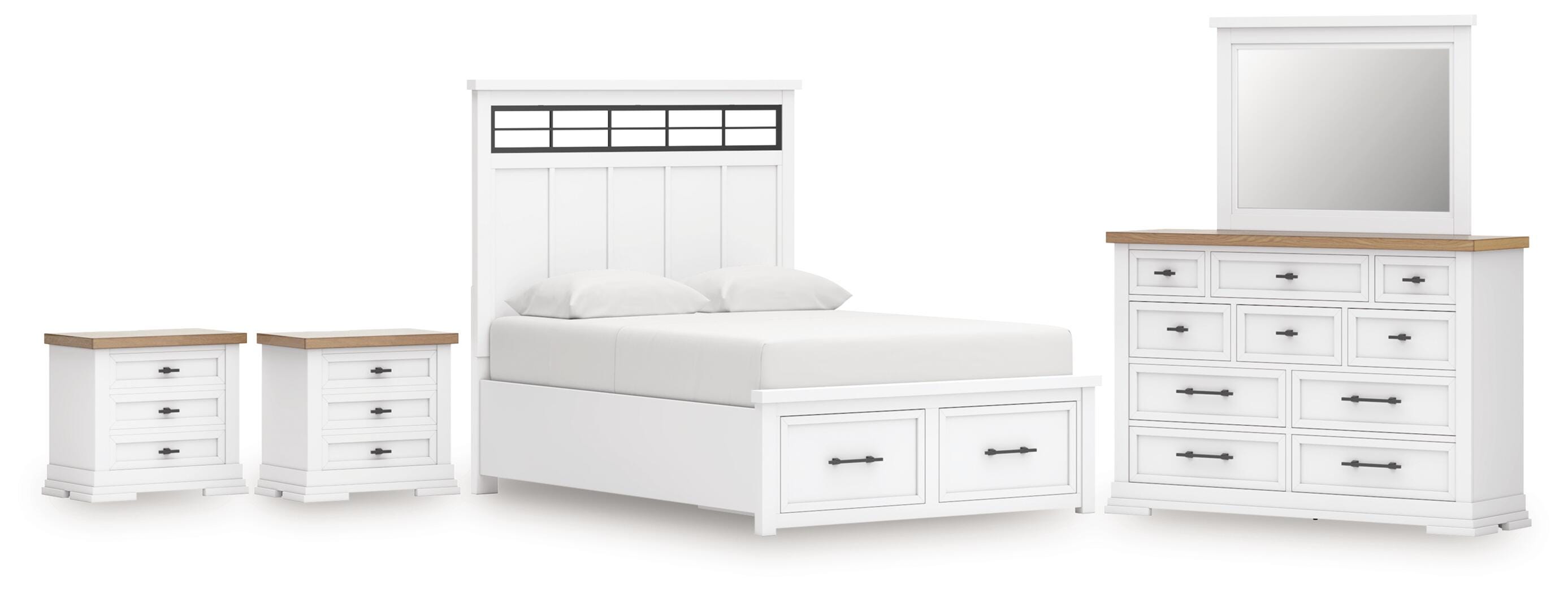 Ashbryn King Panel Bed, Dresser, Mirror and 2 Nightstands - image 1