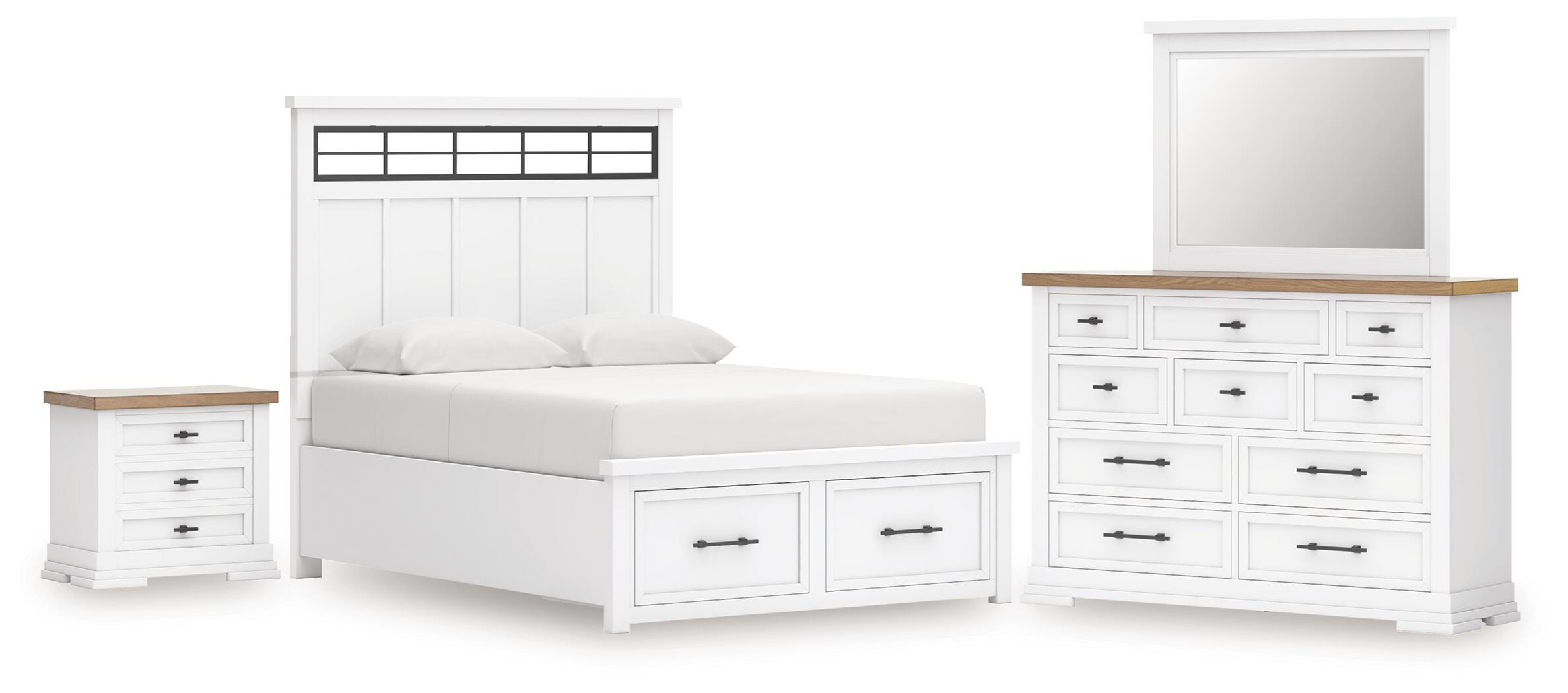 Ashbryn King Panel Storage Bed, Dresser, Mirror and Nightstand - image 1