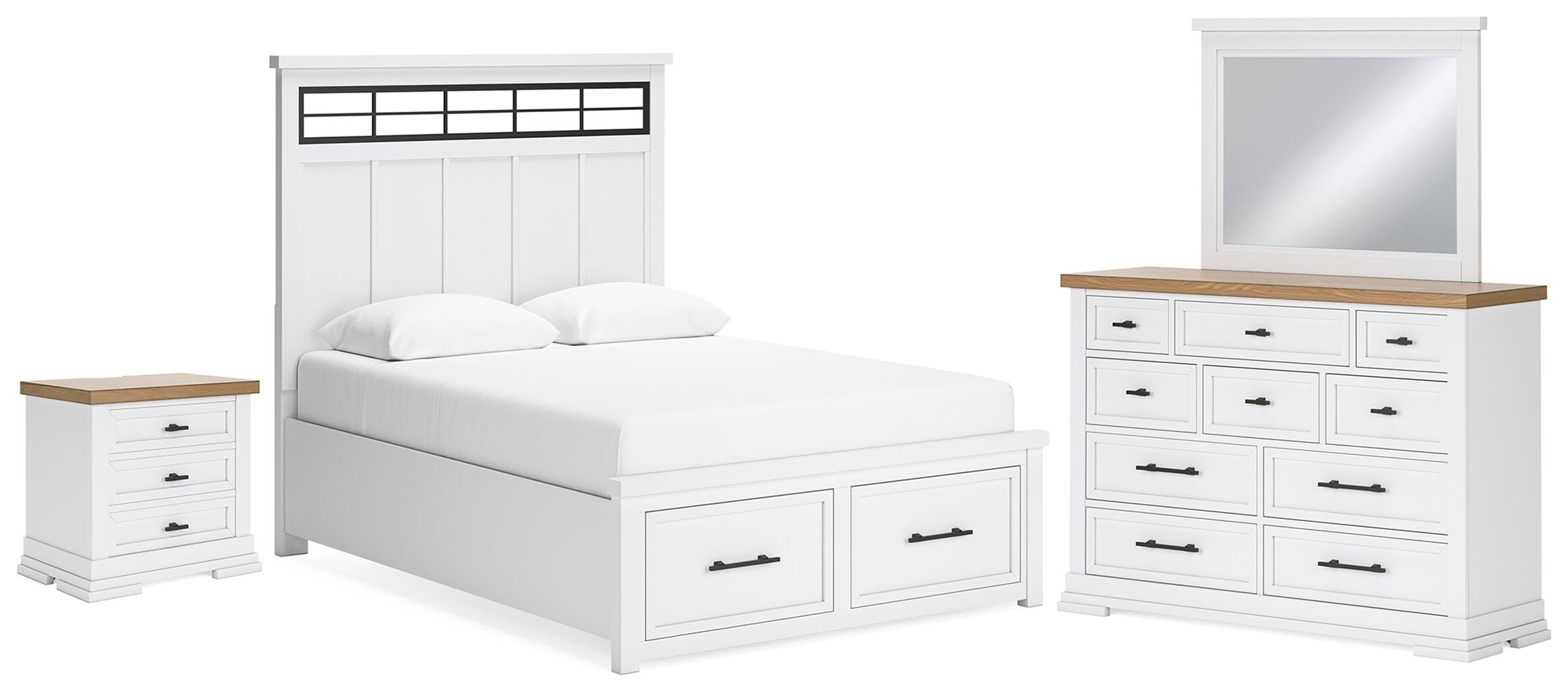 Ashbryn Queen Storage Bed, Dresser, Mirror and Nightstand - image 1