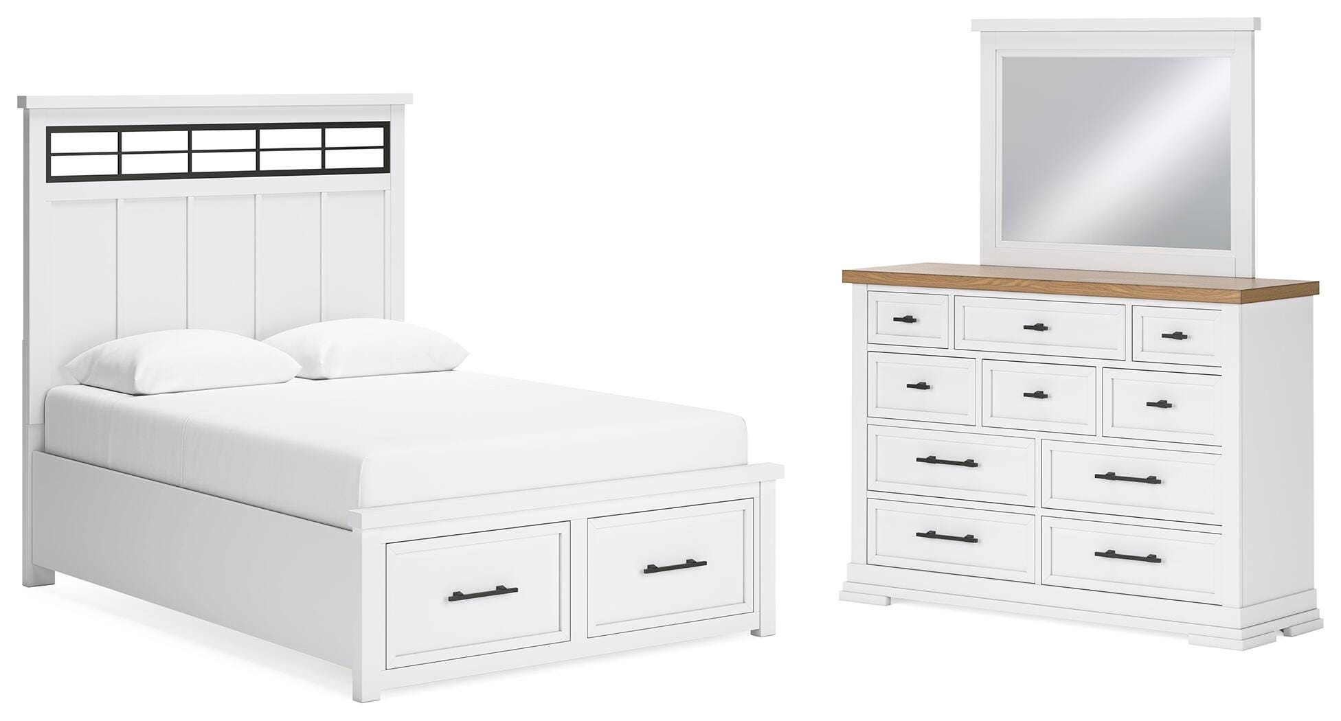 Ashbryn Queen Panel Storage Bed, Dresser and Mirror - image 1