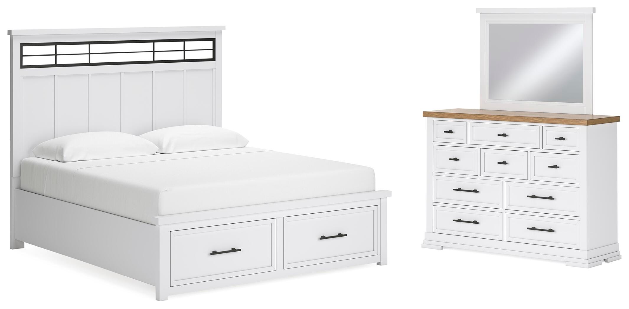 Ashbryn King Panel Storage Bed, Dresser and Mirror - image 1