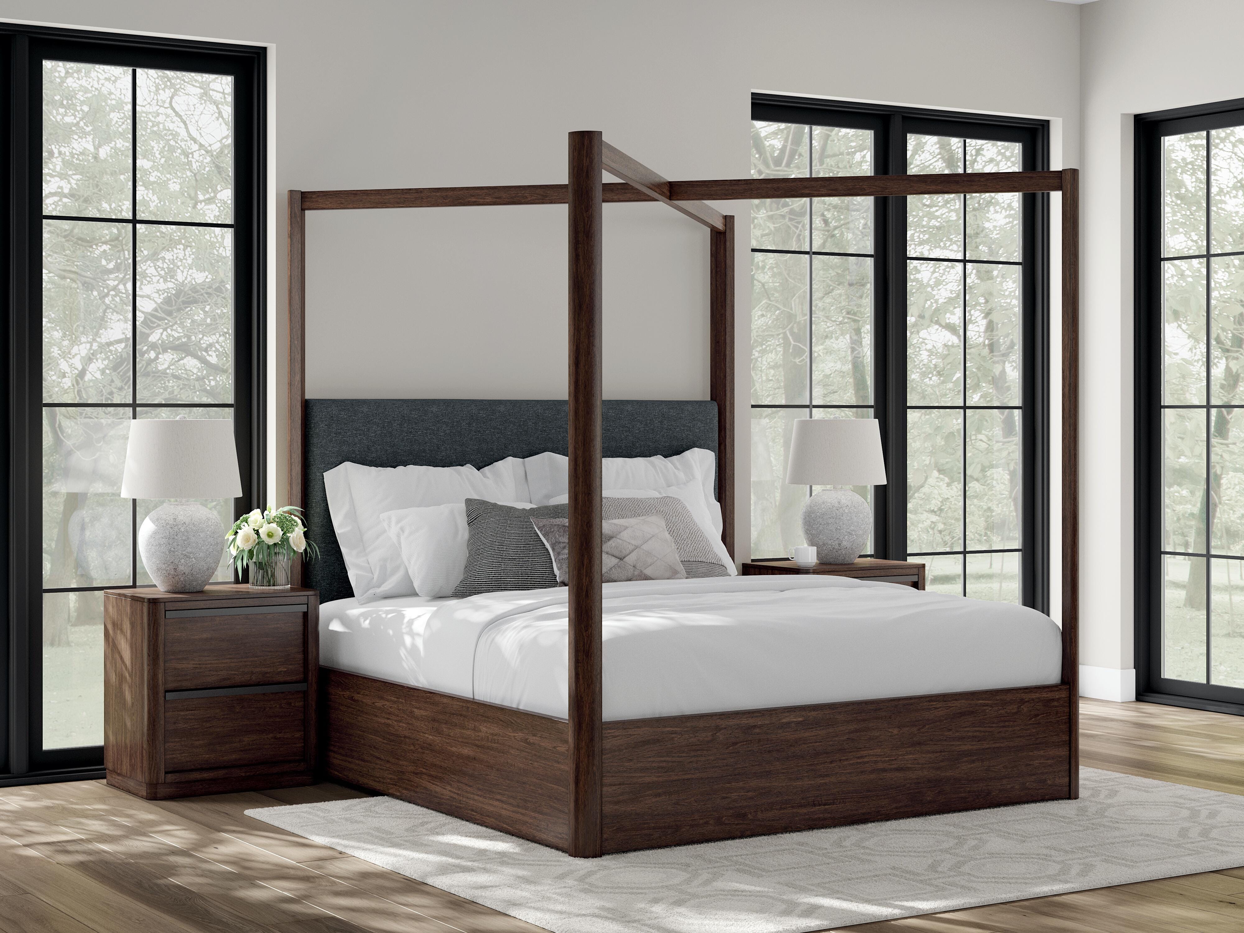 Kendamor King Canopy Bed, Dark Brown, rollover
