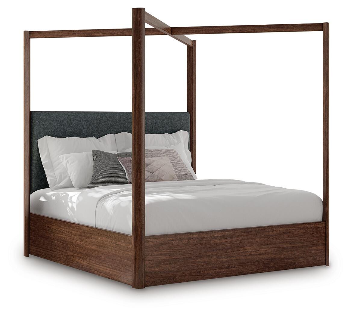Kendamor King Canopy Bed, Dark Brown, large