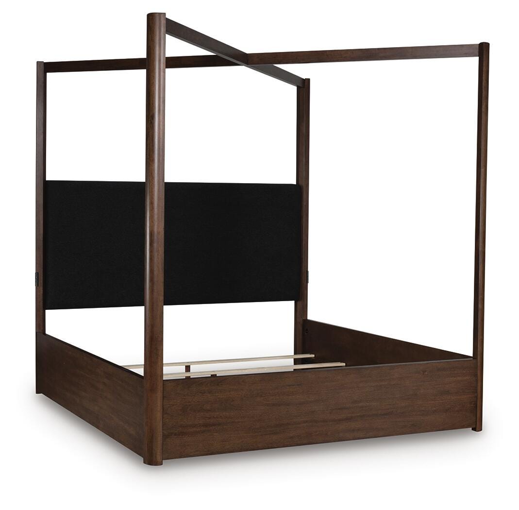 Kendamor California King Canopy Bed, Dark Brown, large