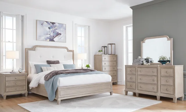 Ashley Jorlaina 9 Drawer Dresser and Mirror, Light Grayish Brown Ashley Jorlaina 9 Drawer Dresser and Mirror, Light Grayish Brown