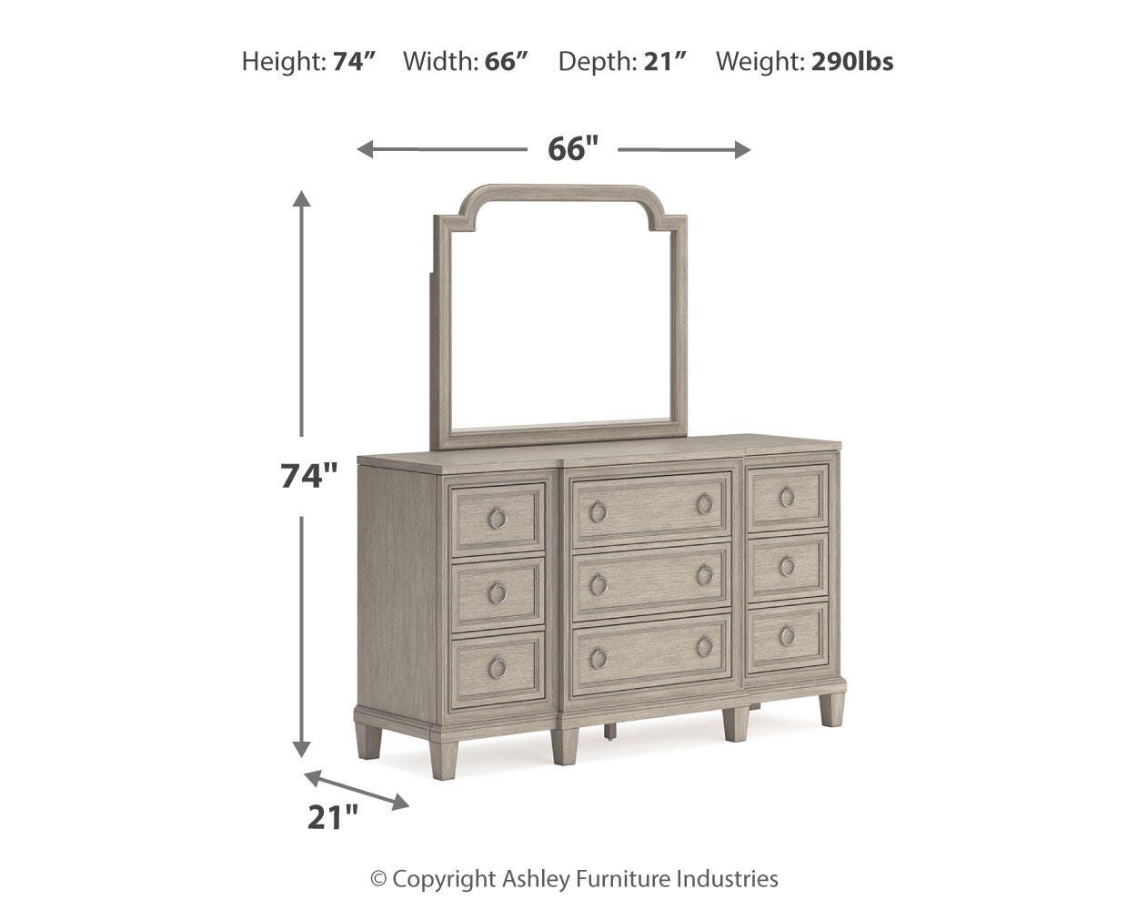 Jorlaina 9 Drawer Dresser and Mirror | Ashley
