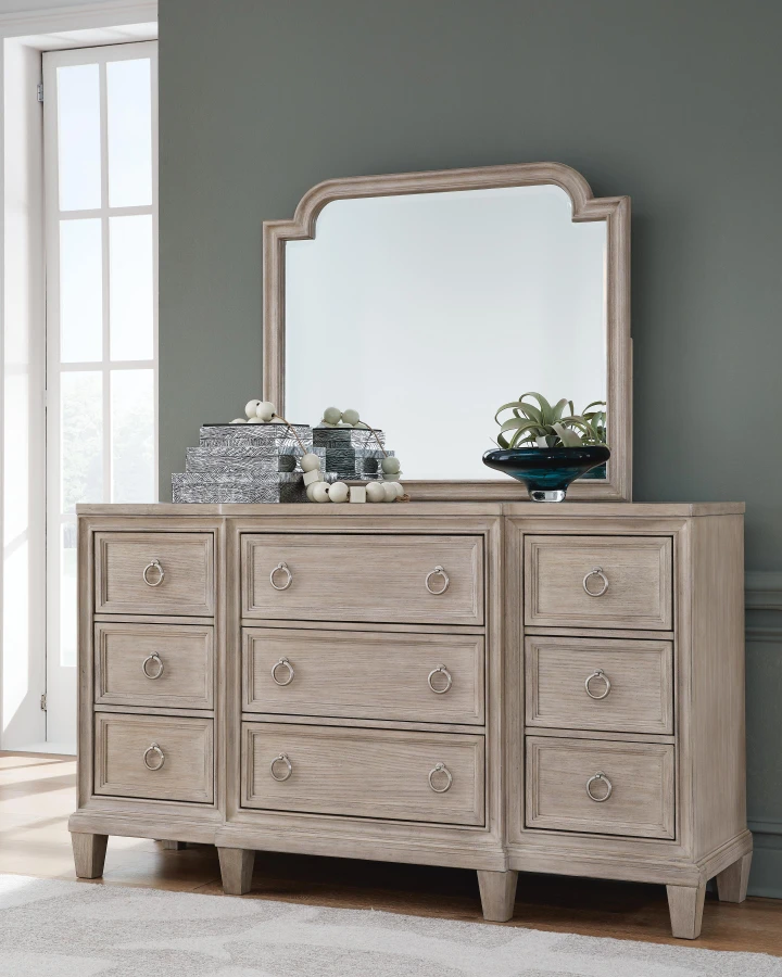 Ashley Jorlaina 9 Drawer Dresser and Mirror, Light Grayish Brown Ashley Jorlaina 9 Drawer Dresser and Mirror, Light Grayish Brown