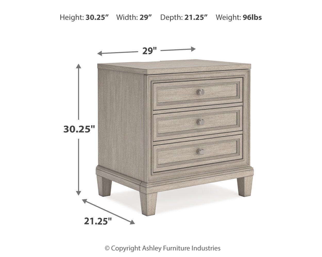 Jorlaina Nightstand, Light Grayish Brown, large