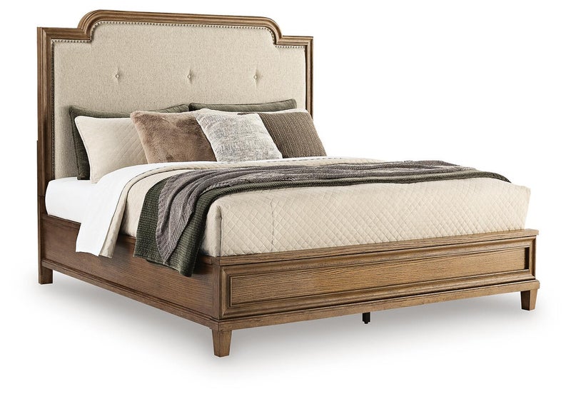 Jorlaina King Upholstered Panel Bed, Brown