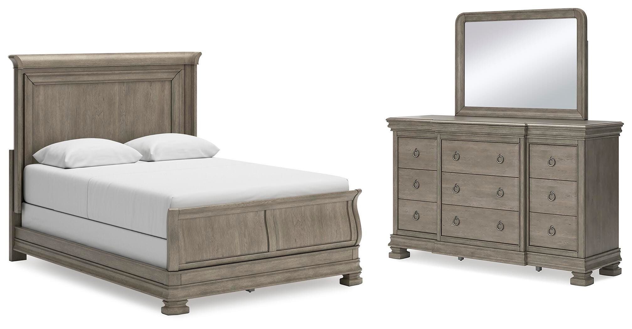 Lexorne Queen Sleigh Bed, Dresser and Mirror - image 1