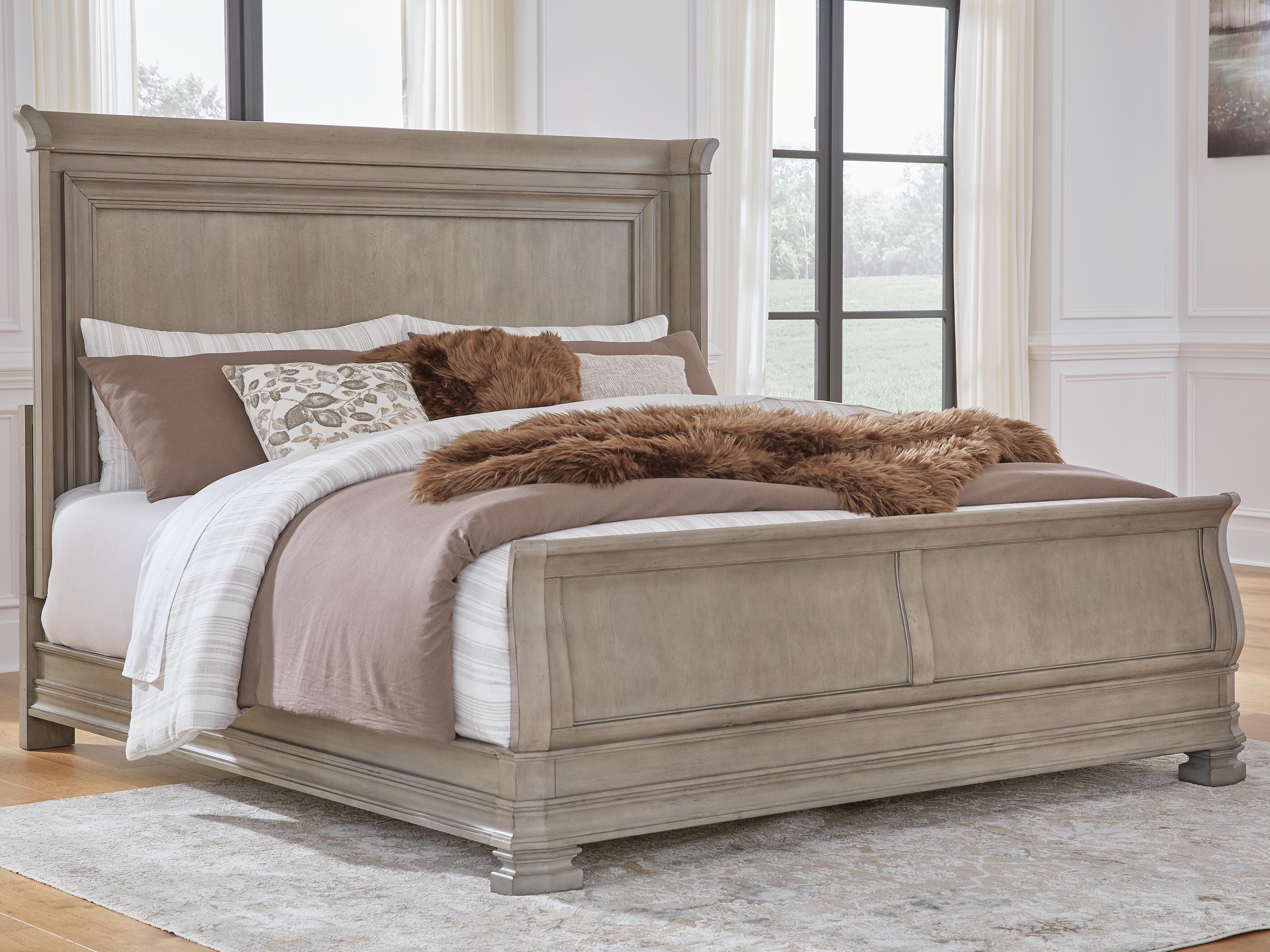 Lexorne King Sleigh Bed, Gray, rollover