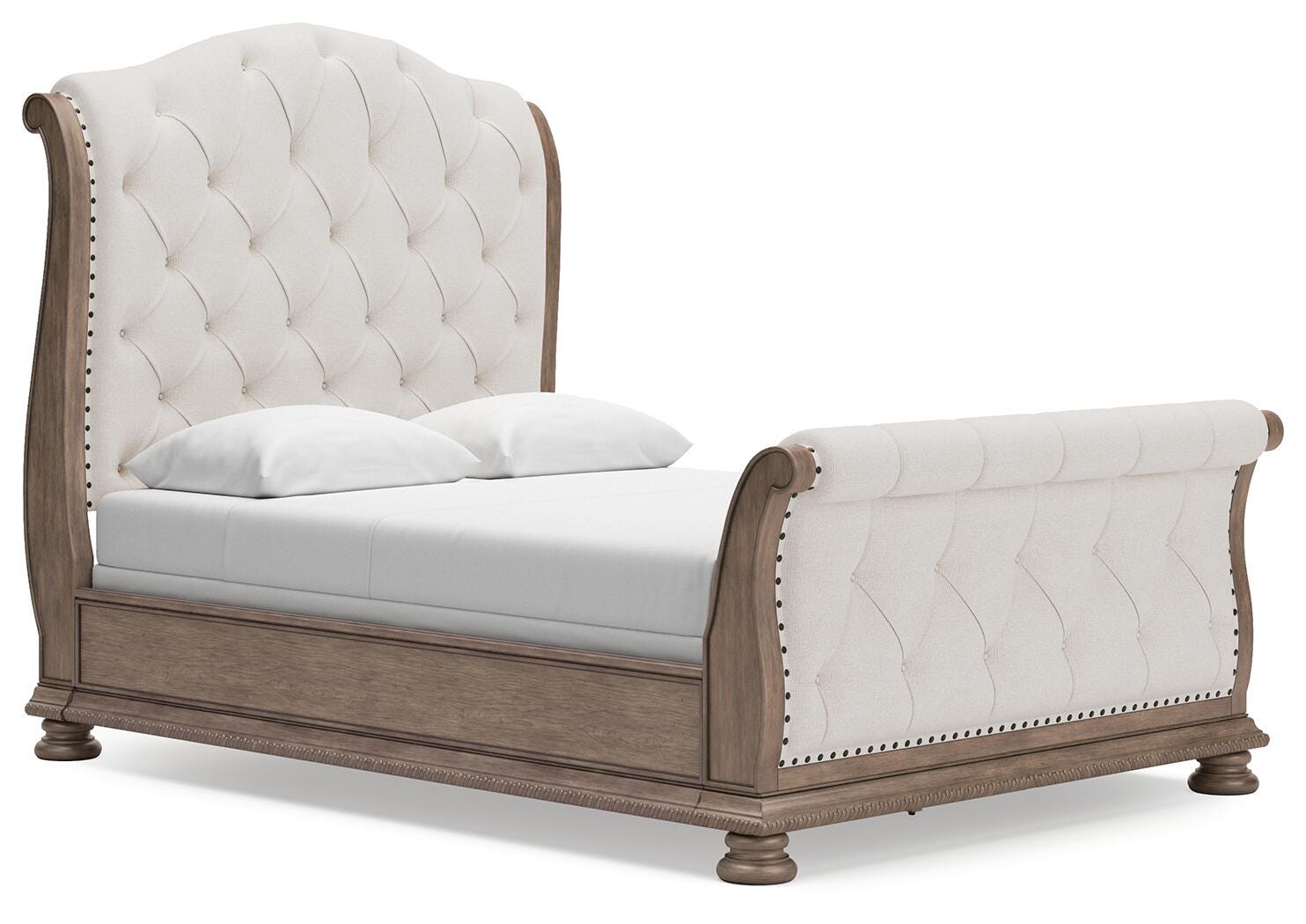 Ardenfield Queen Upholstered Sleigh Bed, Light Brown, large