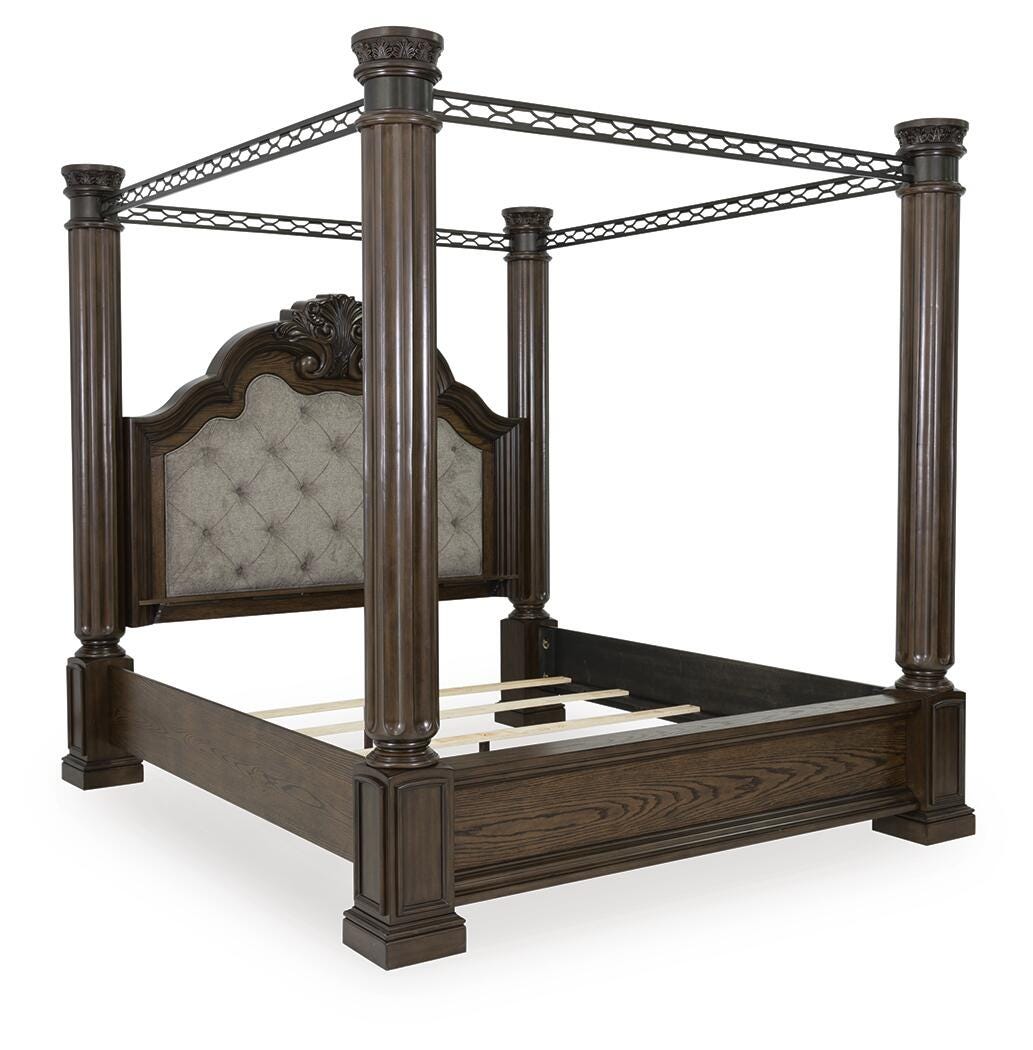 Maylee Queen Canopy Bed, Dark Brown, large