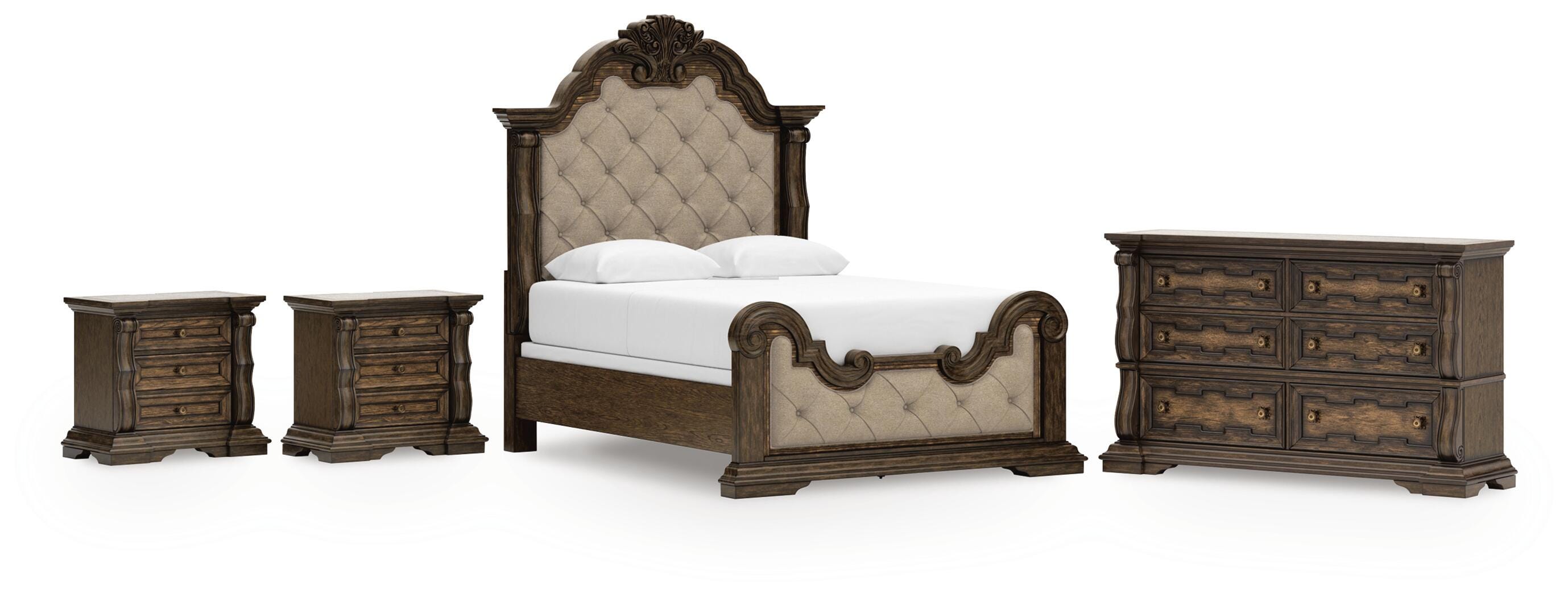 Maylee Queen Upholstered Panel Bed, Dresser and 2 Nightstands - image 1