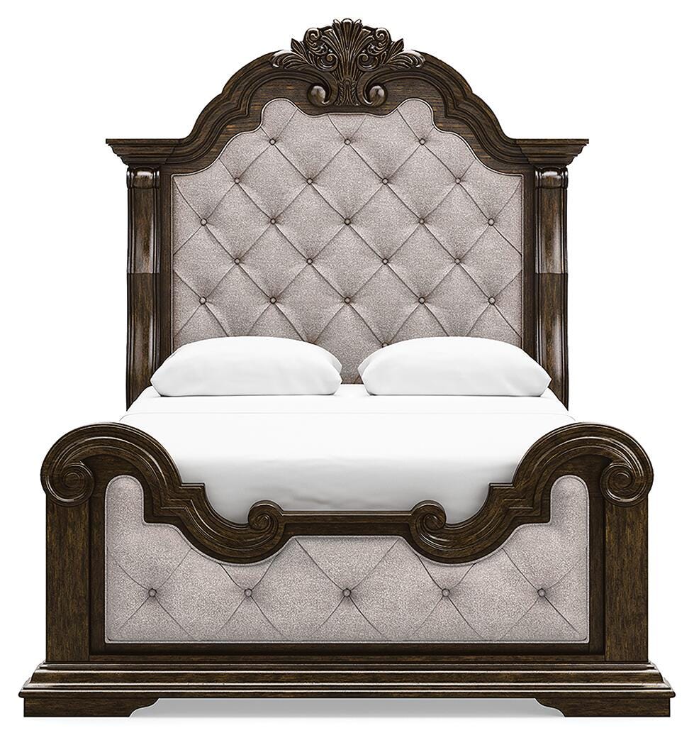 Cama tapizada tamaño Queen Maylee, cómoda, sinfonier y mesita de noche - image 12
