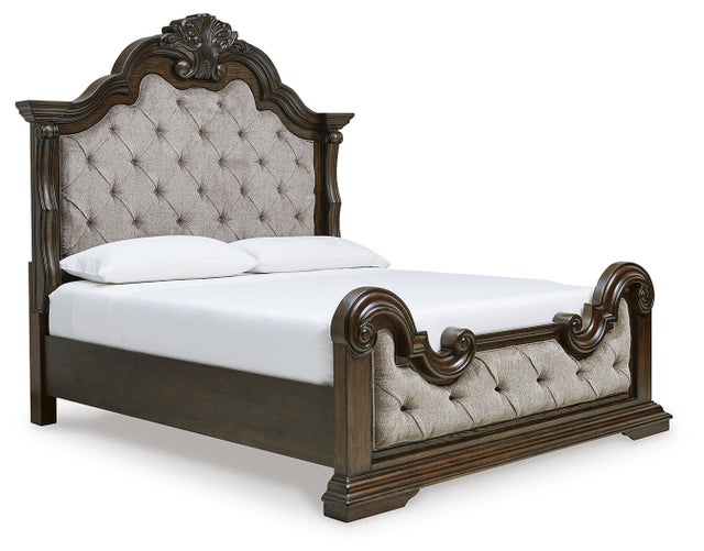 Maylee King Upholstered Bed, Dark Brown