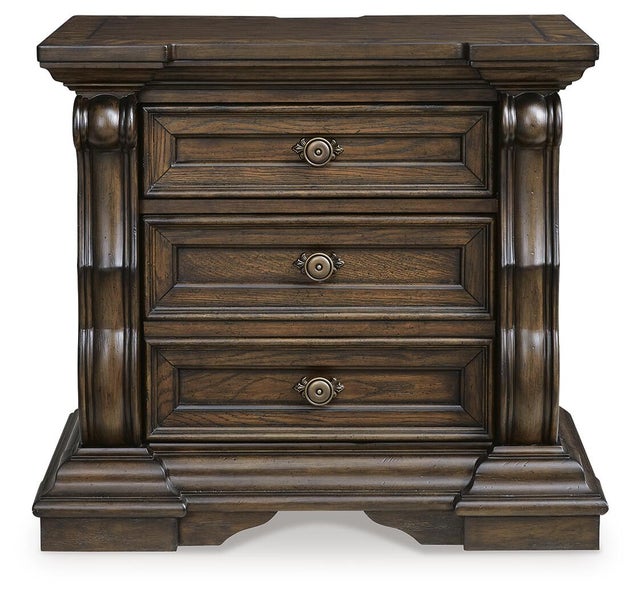 Maylee 34" 2 Drawer Charging Nightstand, Dark Brown