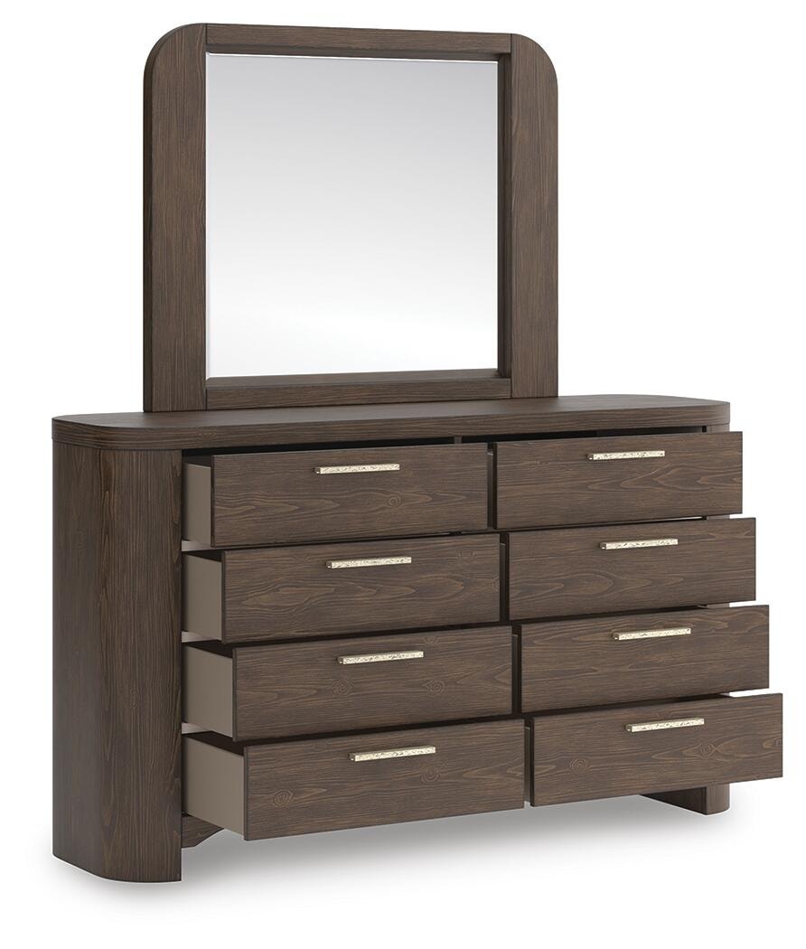 Ashley Luxe Neo 8 Drawer Dresser and Mirror, Rich Brown Ashley Luxe Neo 8 Drawer Dresser and Mirror, Rich Brown