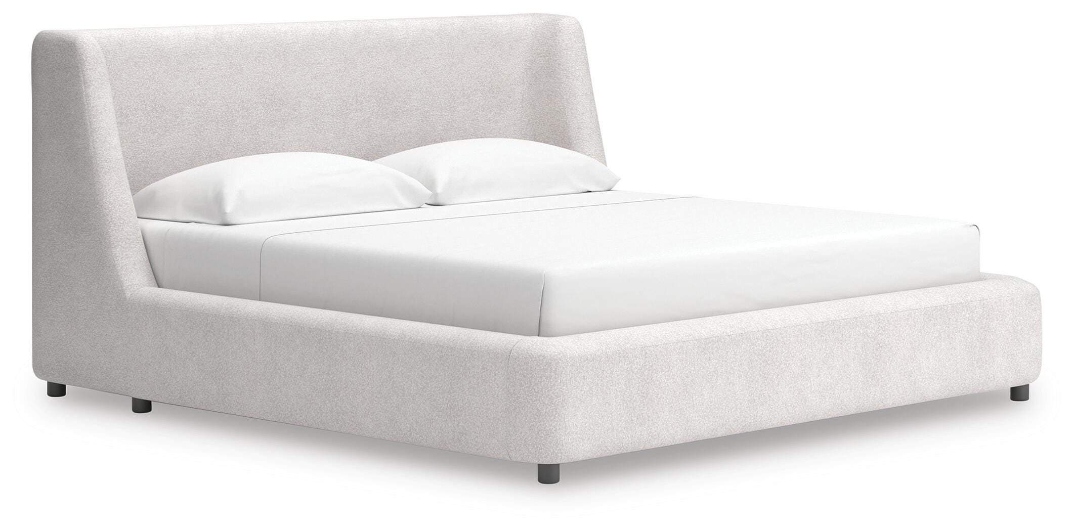Neo King Upholstered Platform Bed, White/Gray, large