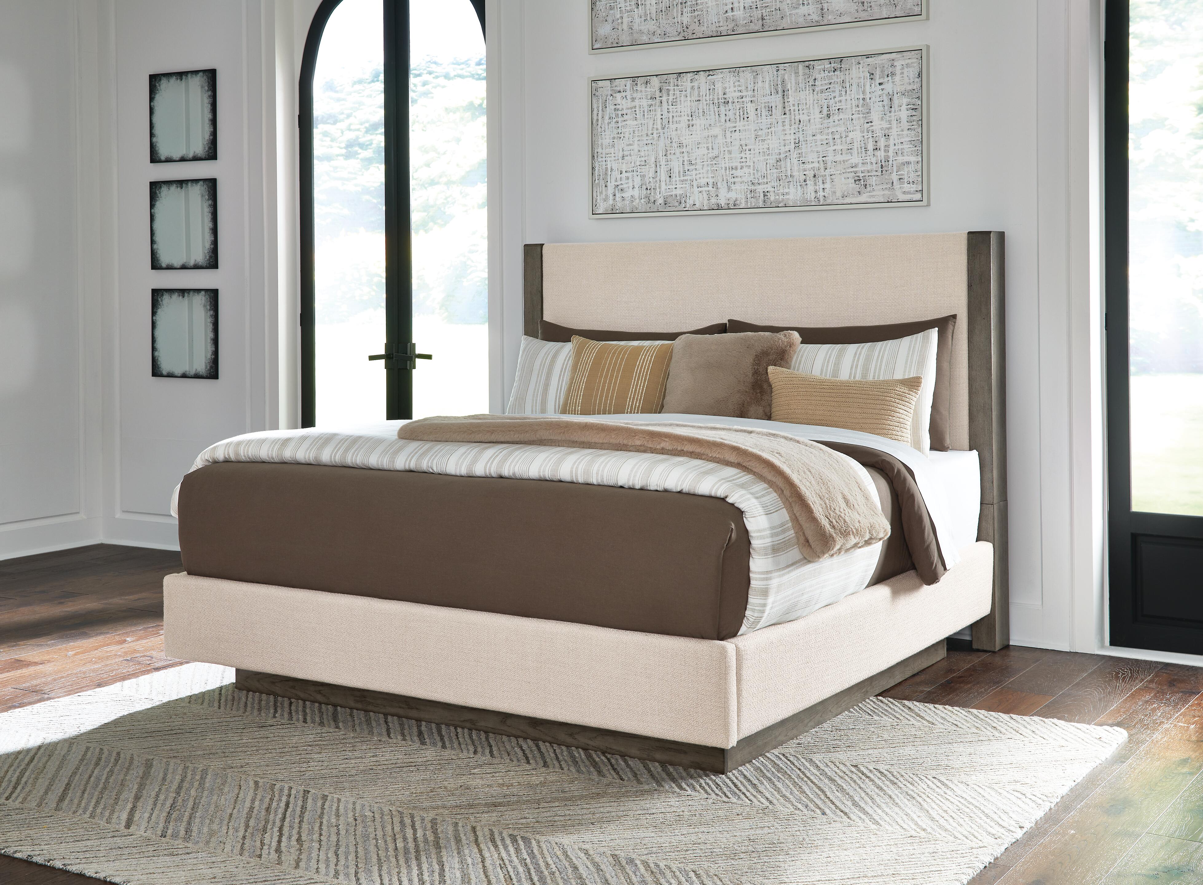 Anibecca King Upholstered Bed, Weathered Gray, large