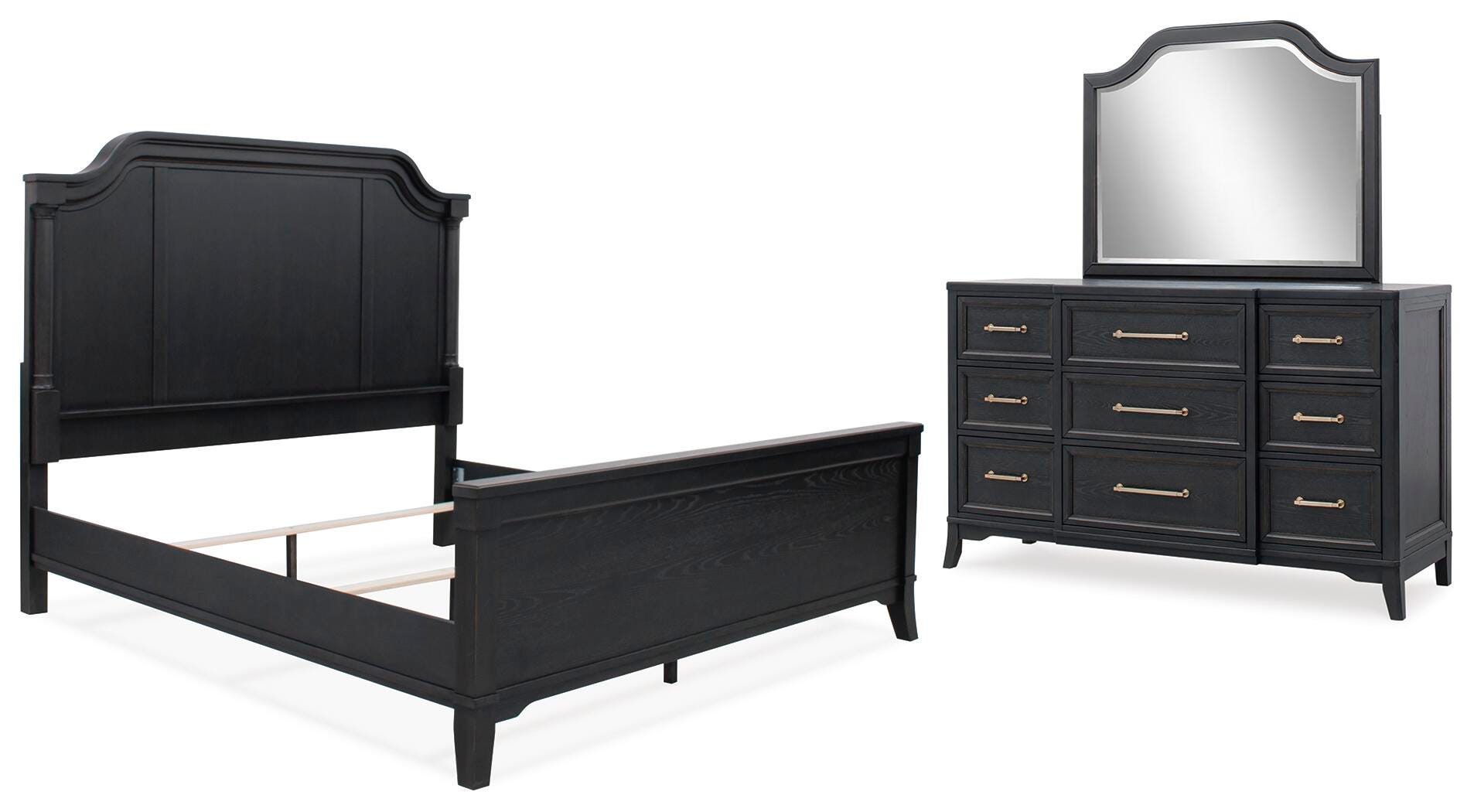 Cama Queen, cómoda y espejo Welltern - image 1