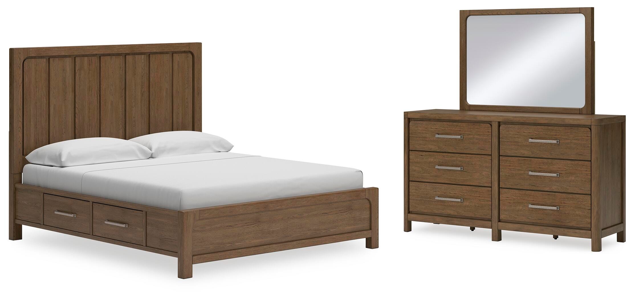 Cabalynn California King Panel Bed with Storage, Dresser and Mirror - image 1