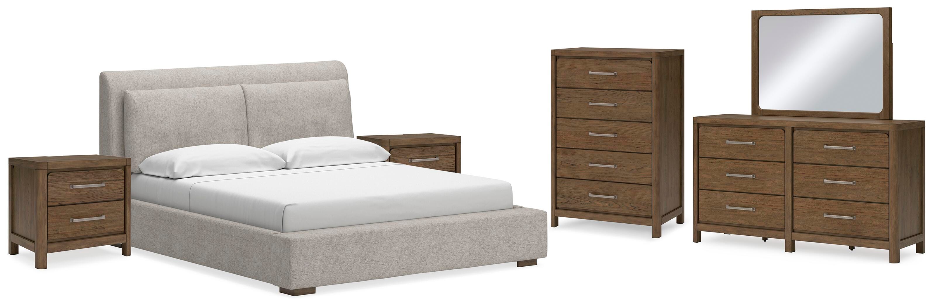 Cabalynn King Upholstered Bed with Mirrored Dresser, Chest and 2 Nightstands, , large