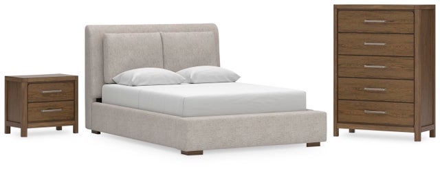 Cabalynn Queen Upholstered Bed with Chest and Nightstand