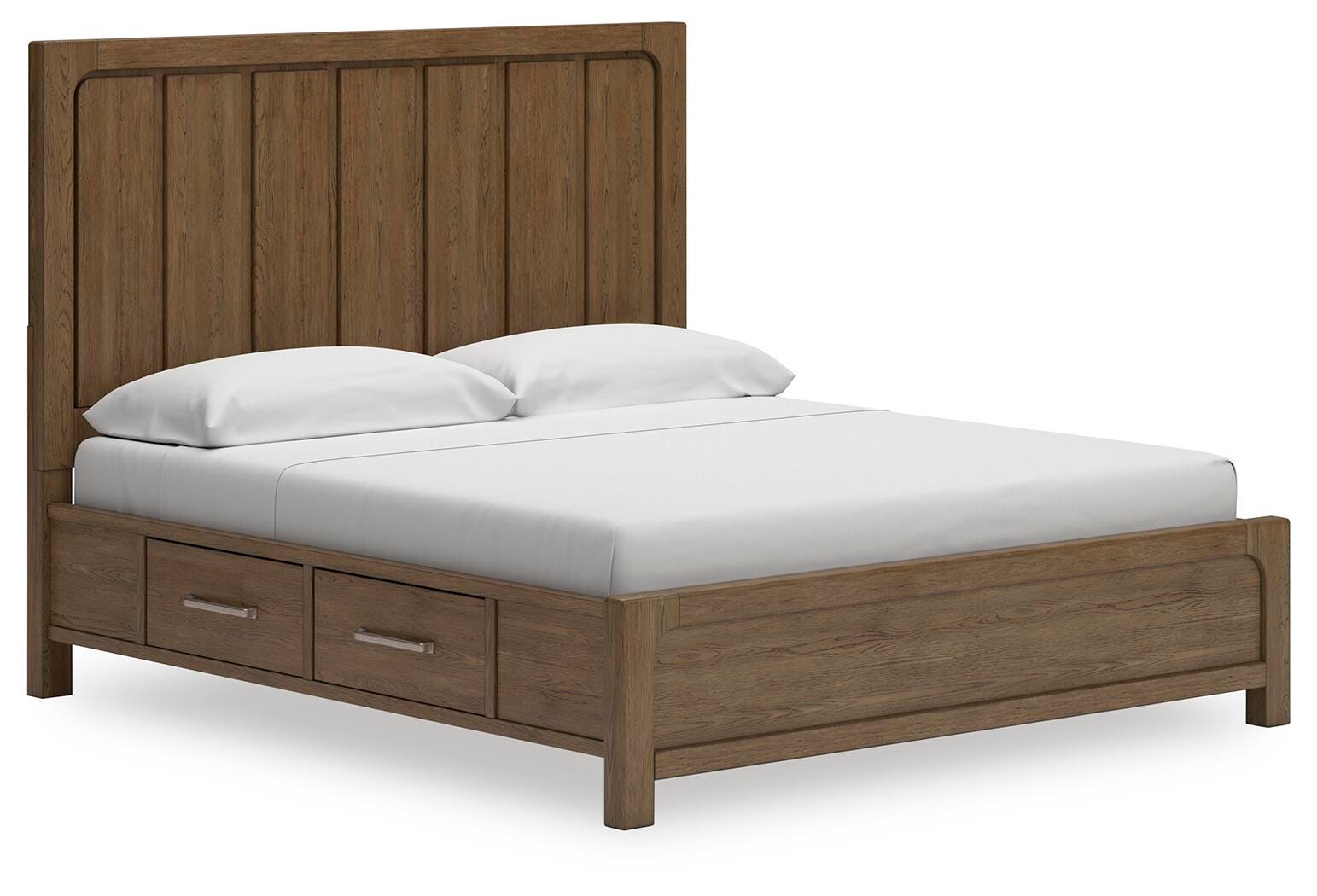 Cabalynn King Panel Bed with Storage, Light Brown, large