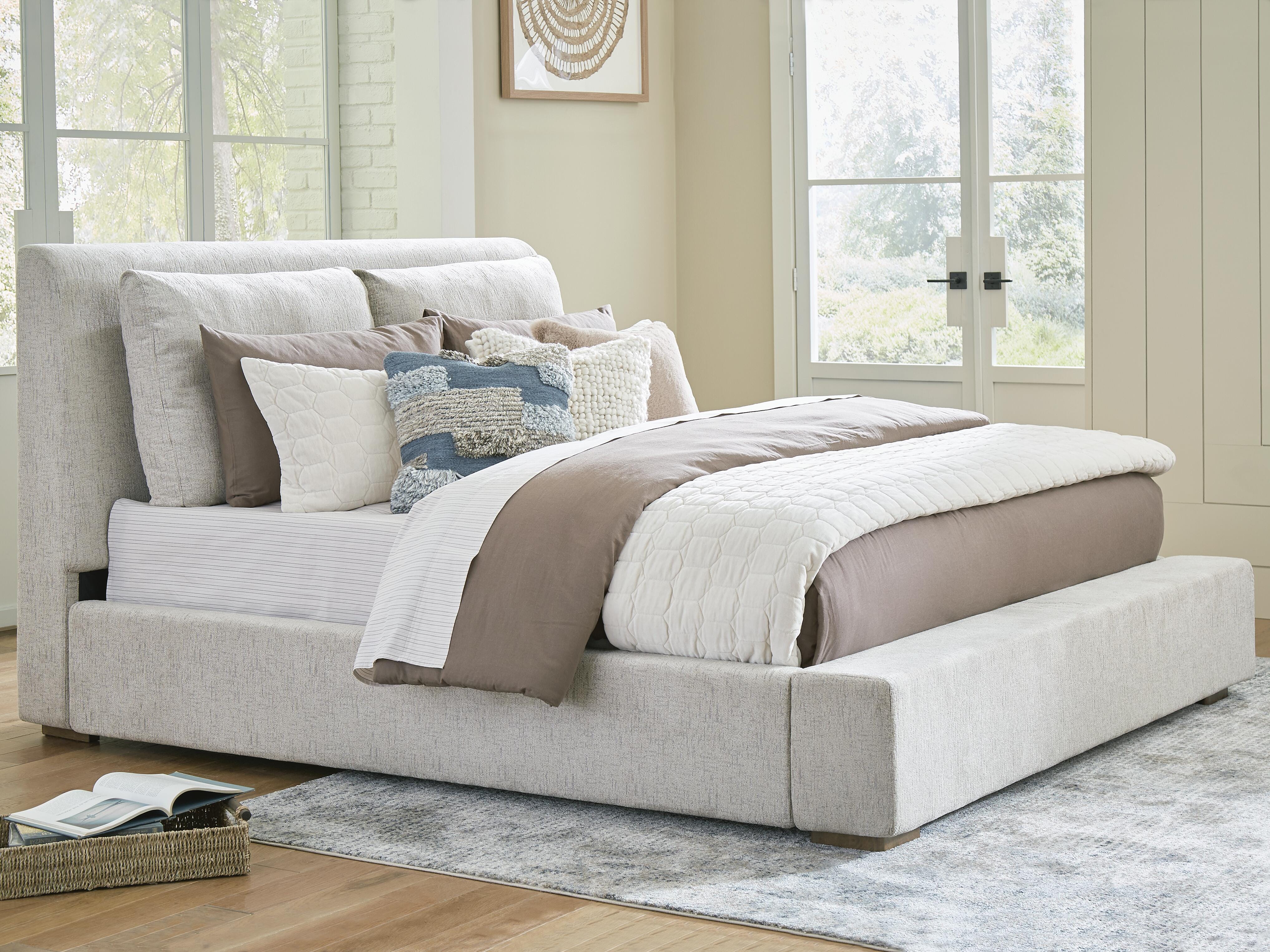 Cabalynn Queen Upholstered Bed, Light Brown, rollover