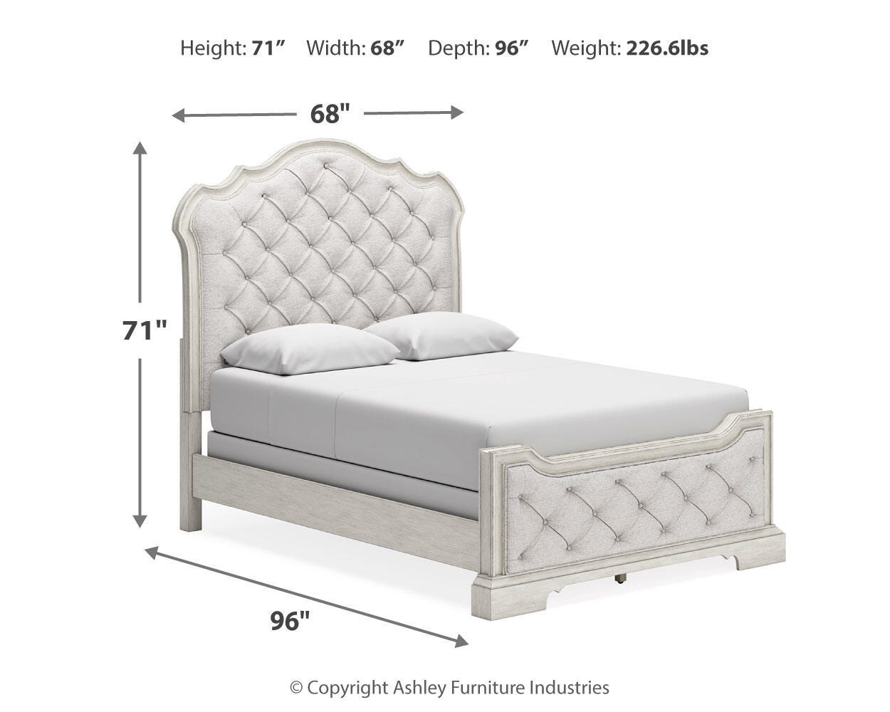 Cama de matrimonio Arlendyne tapizada, tocador y espejo - image 16