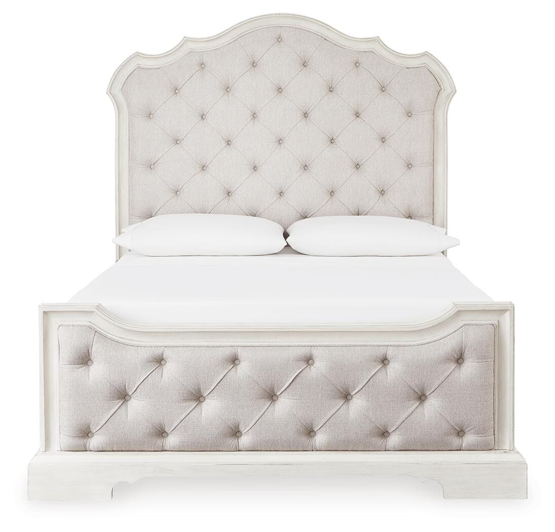 Cama de matrimonio Arlendyne tapizada, tocador y espejo - image 11