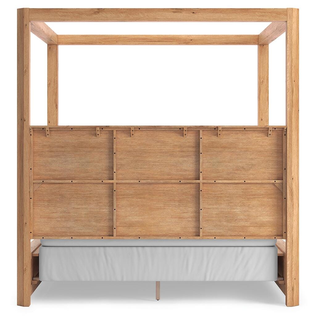 Bracken California King Canopy Bed, Light Brown, large