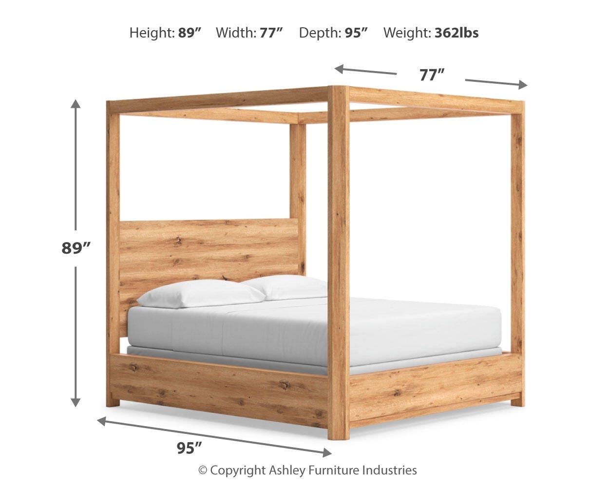 Bracken California King Canopy Bed, Light Brown, large