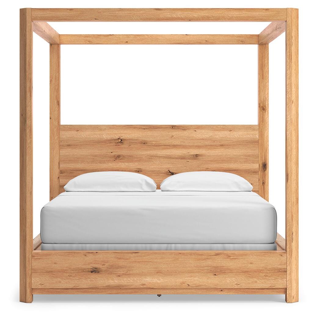 Bracken California King Canopy Bed, Light Brown, large