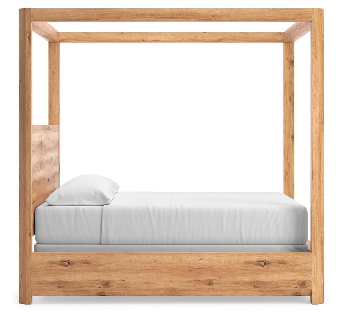Bracken California King Canopy Bed, Light Brown, large