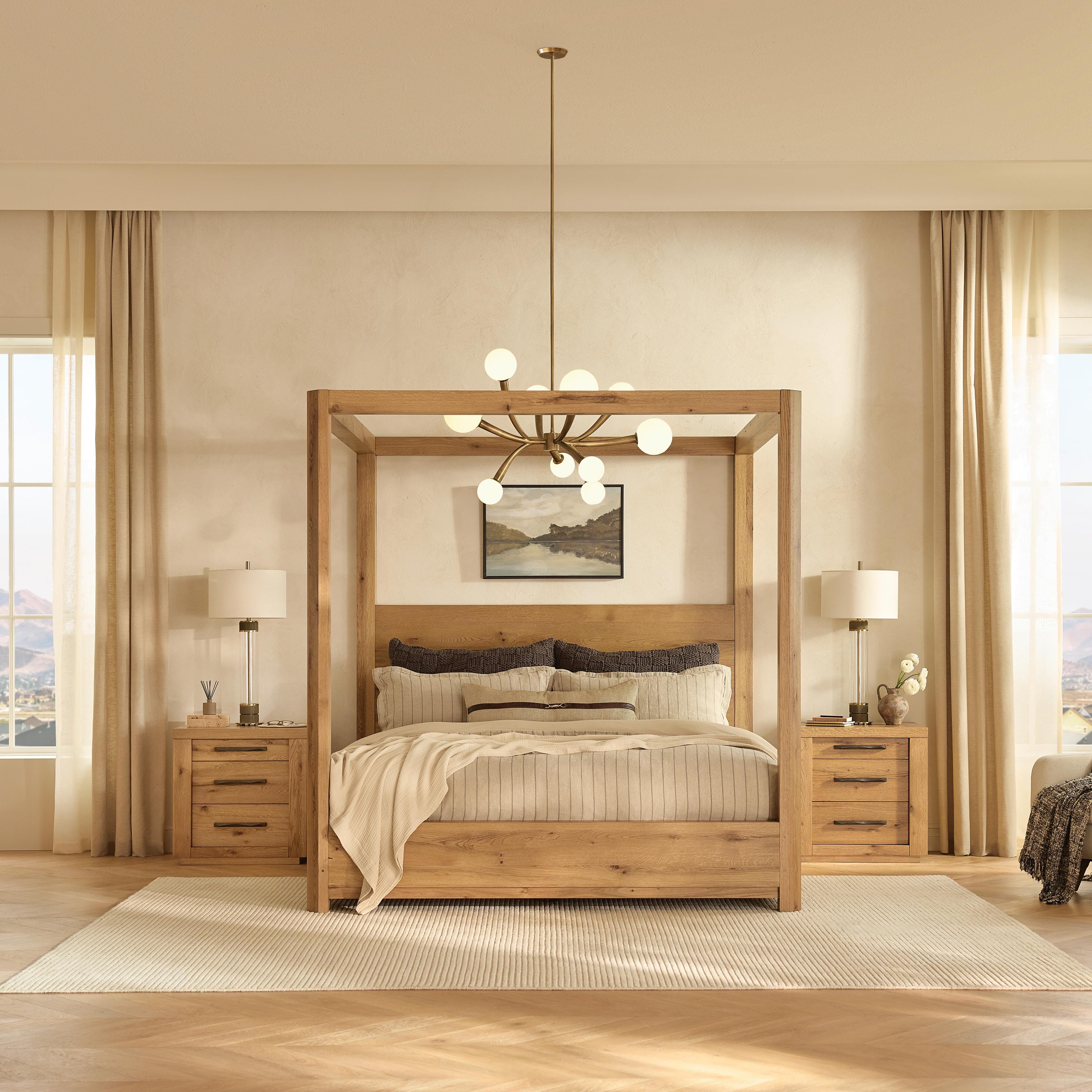 Bracken King Canopy Bed, Light Brown, rollover