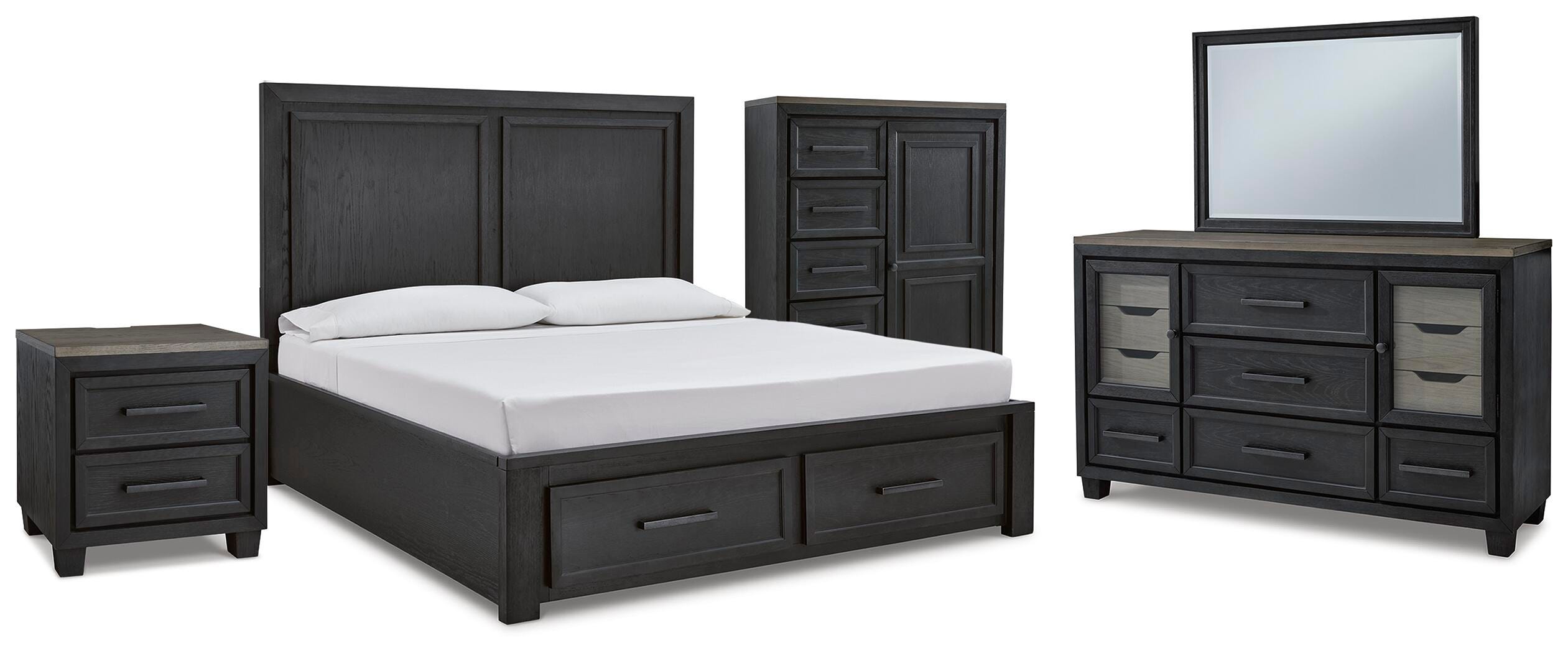 Foyland Cal King Panel Storage Bed, Dresser, Mirror, Chest and Nightstand - image 2