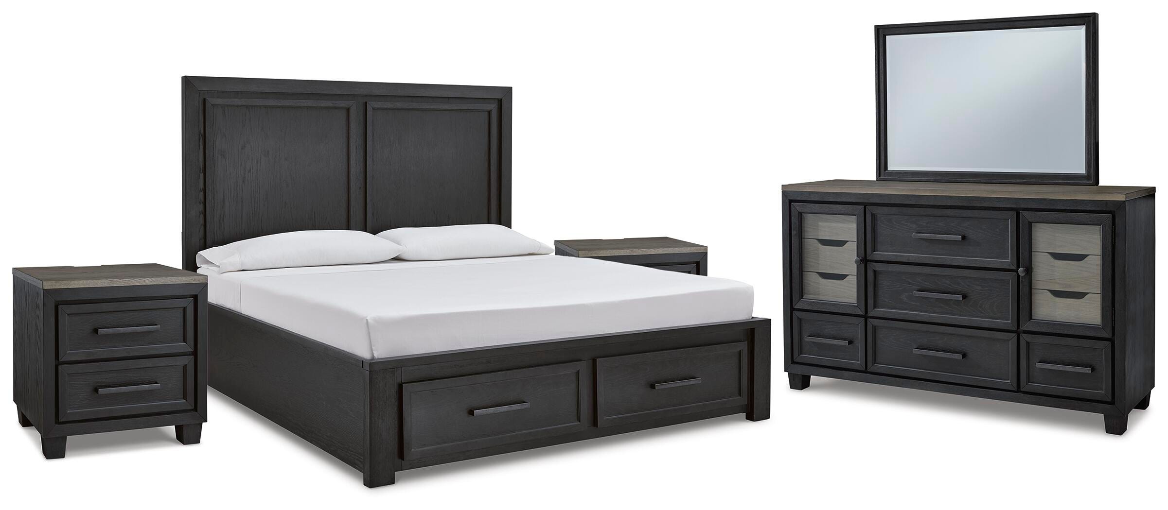 Foyland Queen Panel Storage Bed, Dresser, Mirror and 2 Nightstands - image 1