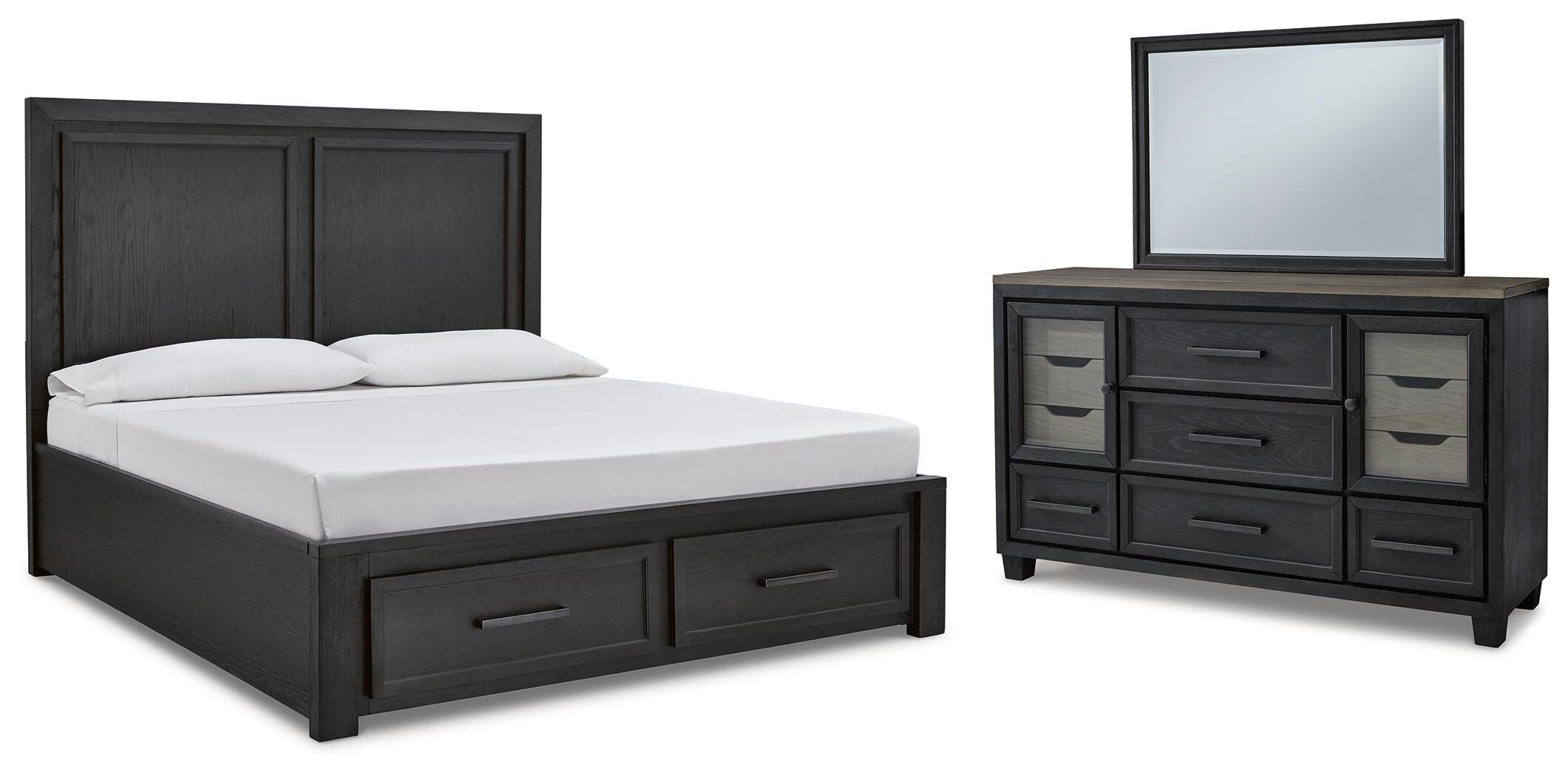 Foyland Queen Panel Storage Bed, Dresser and Mirror - image 1