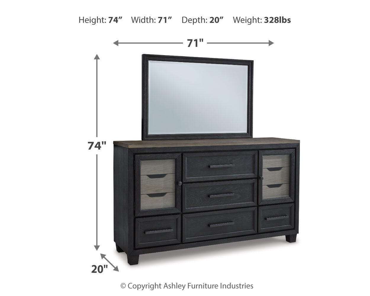 Foyland Queen Panel Storage Bed, Dresser and Mirror - image 7