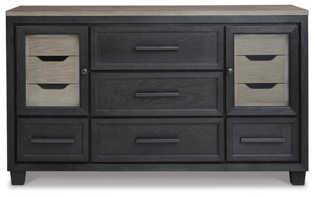 Foyland 11 Drawer Dresser, Black/Brown