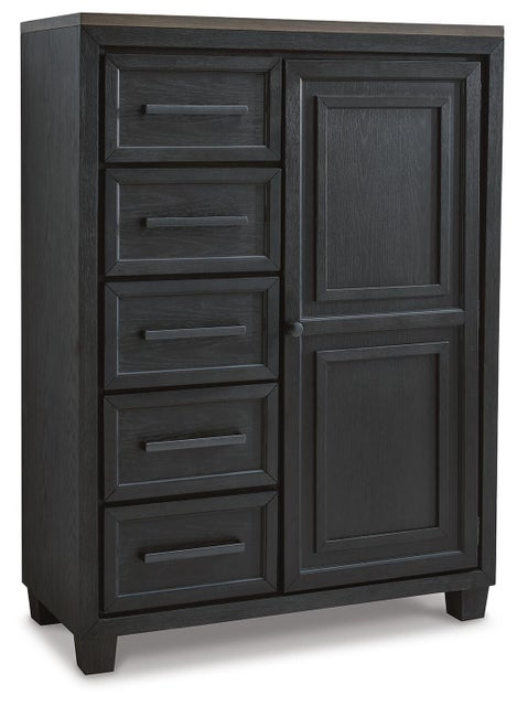 Foyland 5 Drawer Door Chest, Black/Brown