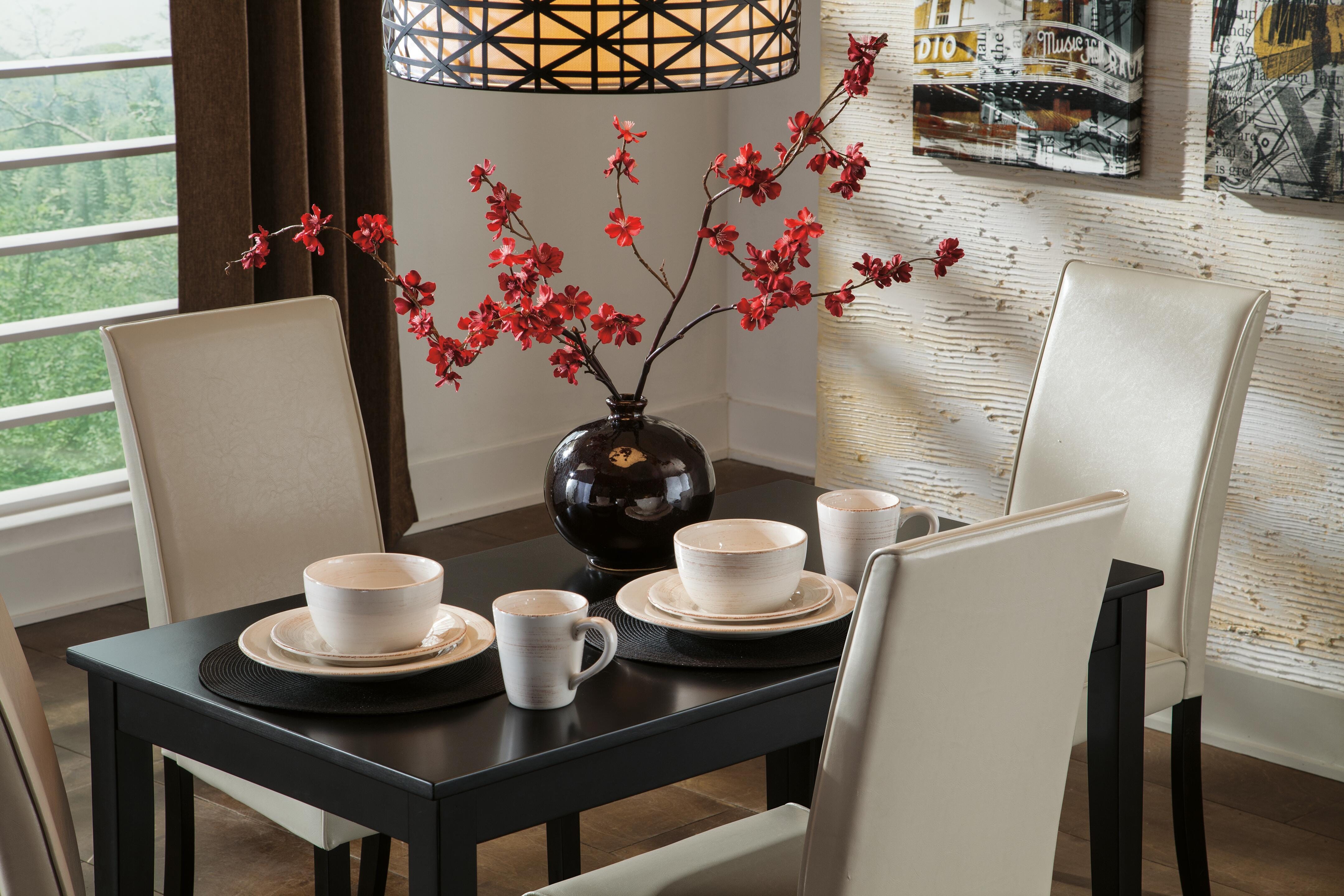 Kimonte Dining Table and 4 Chairs, Ivory, large