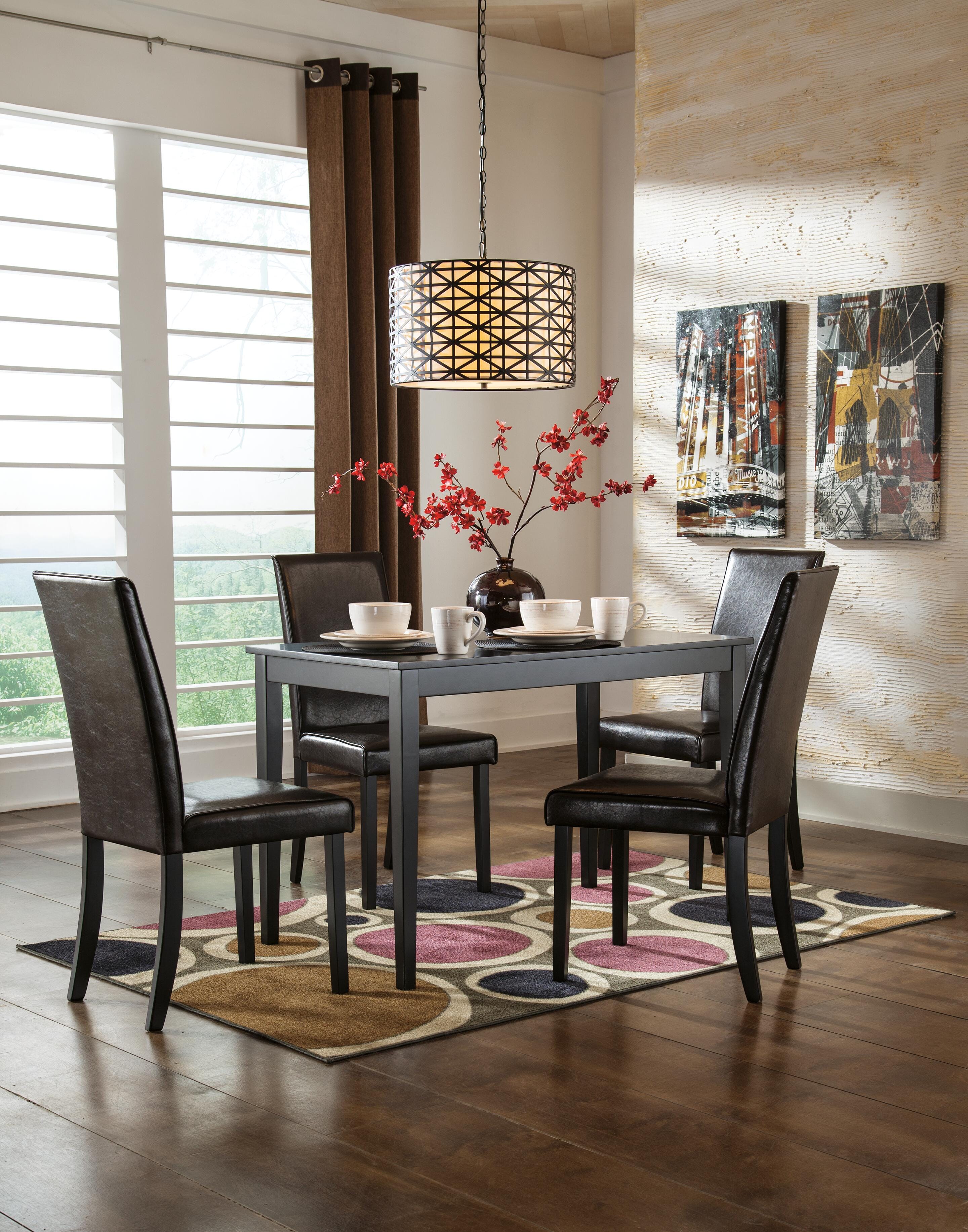 Kimonte Dining Table and 4 Chairs, Dark Brown, large