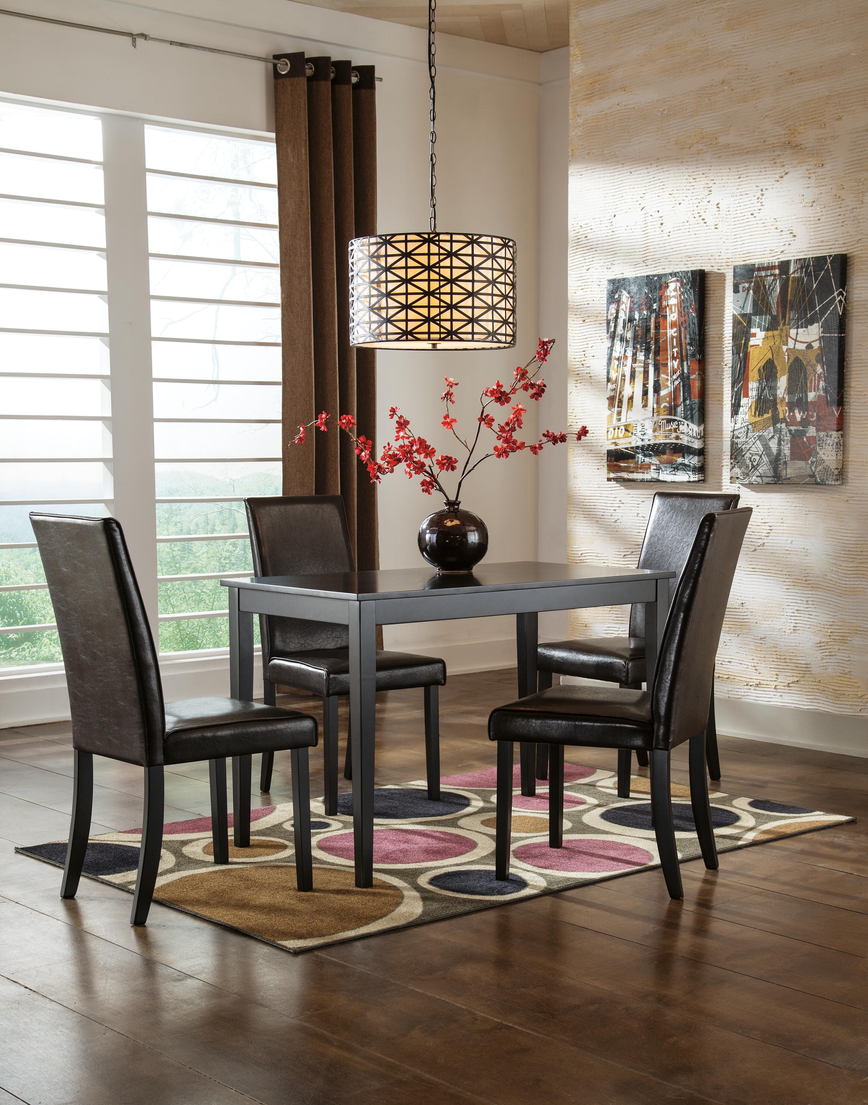 Kimonte Dining Table and 4 Chairs, Dark Brown, rollover