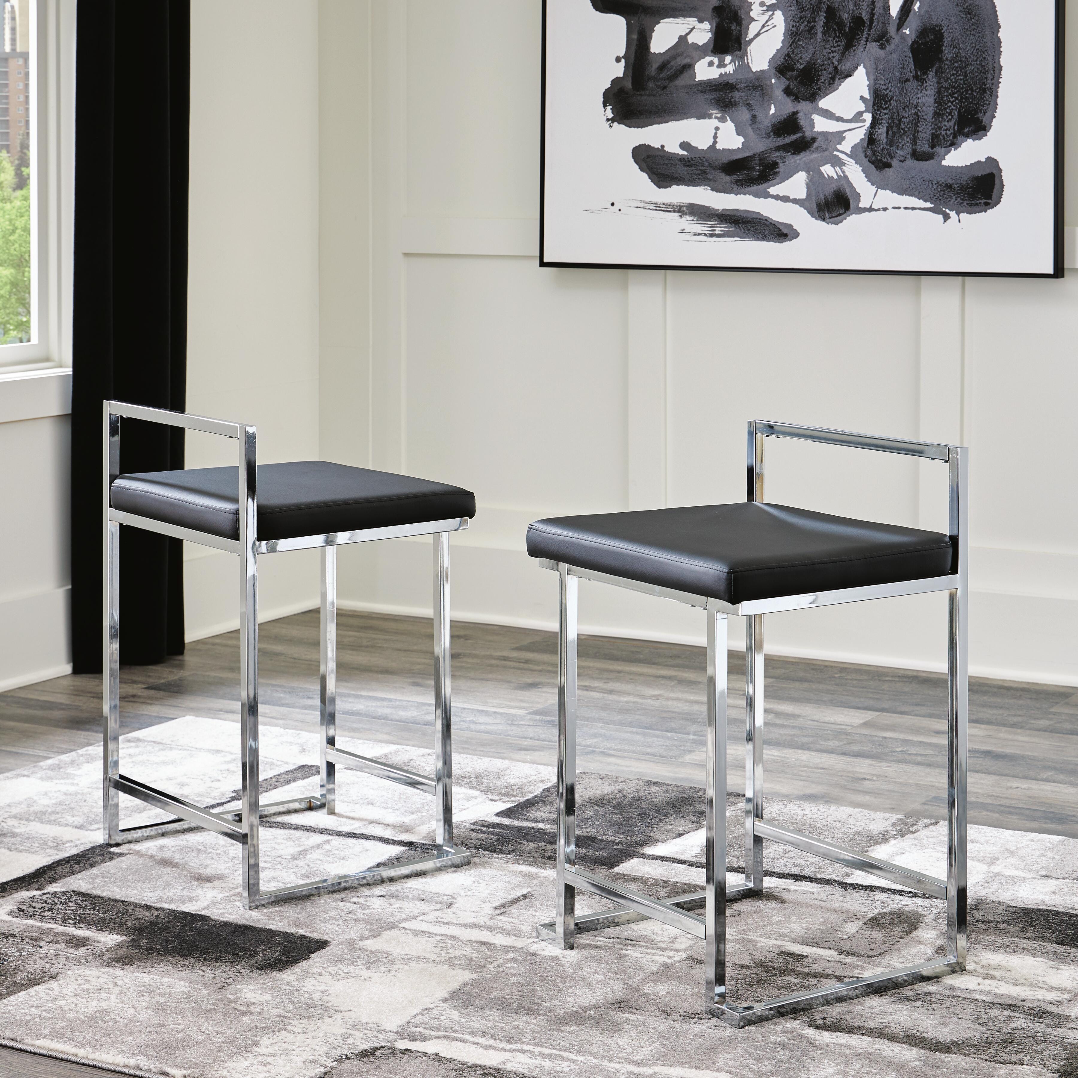 Madanere Counter Height Bar Stool, Black/Chrome Finish, large