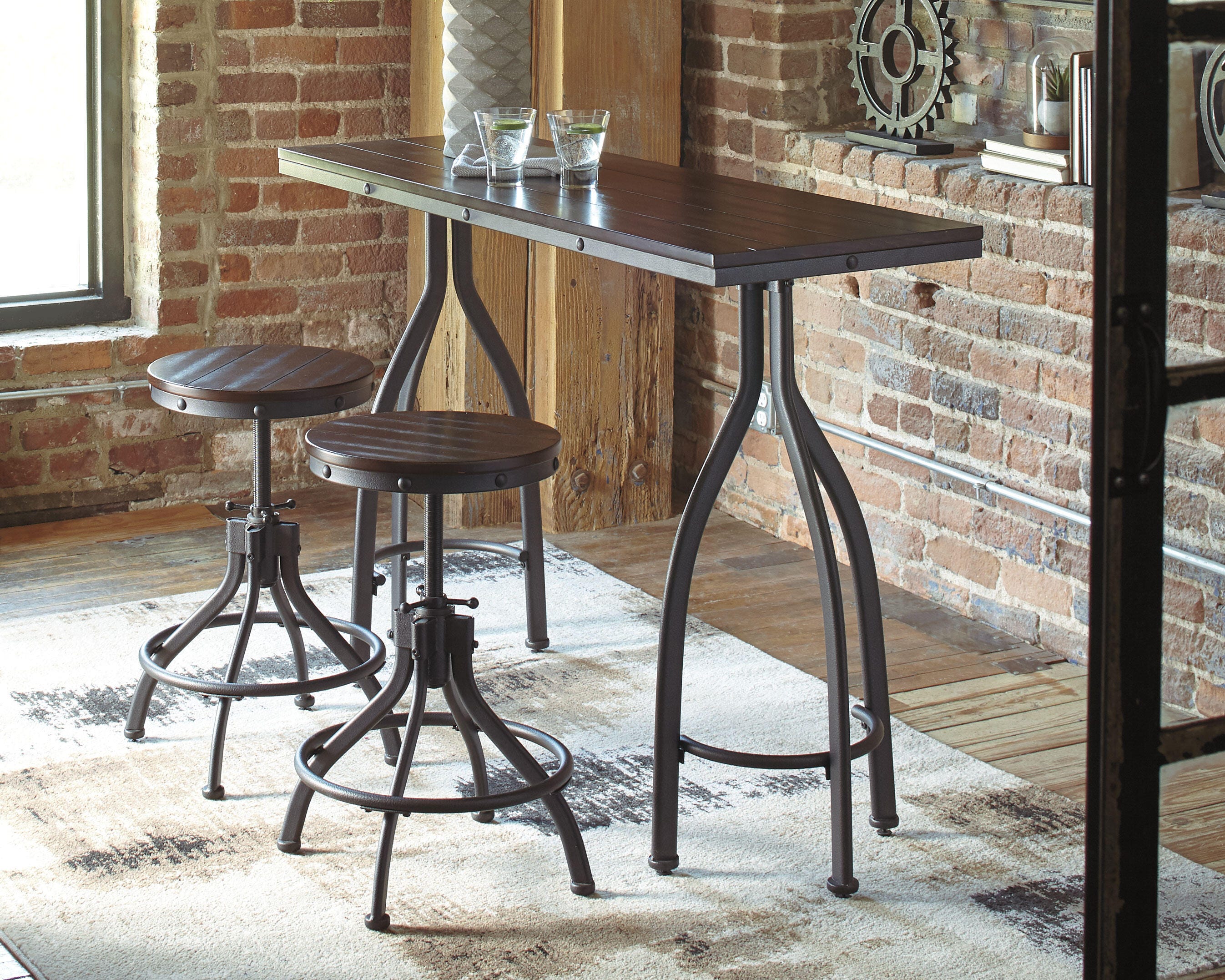 Odium Counter Height Dining Table and 2 Bar Stools Set | Ashley