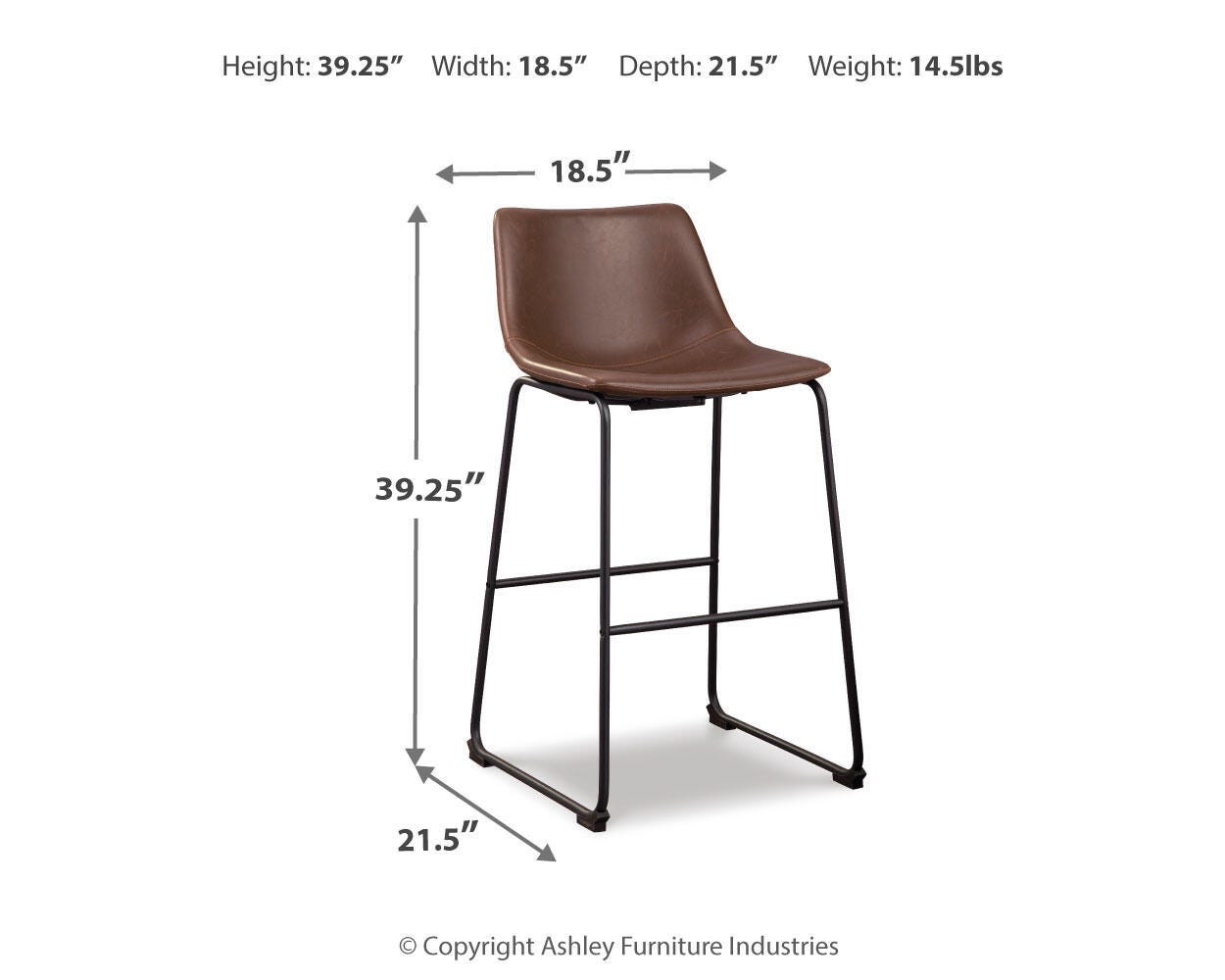 Centiar Pub Height Bar Stool, Brown, large